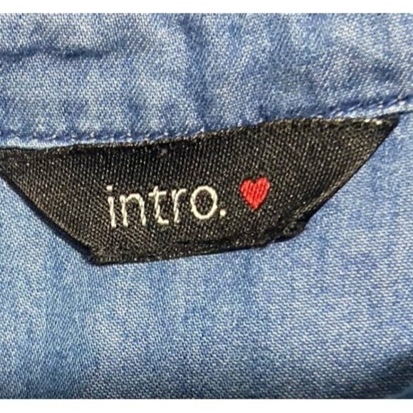 Intro Womens Shirt 2X Chambray Long Sleeve Button Up Collared Country Coastal - Picture 9 of 9